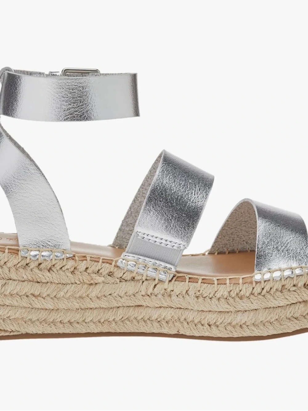 The Drop Metallic Silver Espadrille Platform Sandals for Women